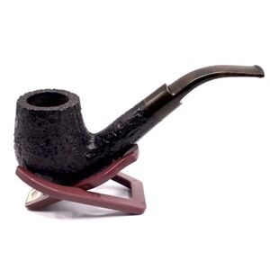Black Sandblasted No-Name Half Bent Tobacco Pipe Made in England